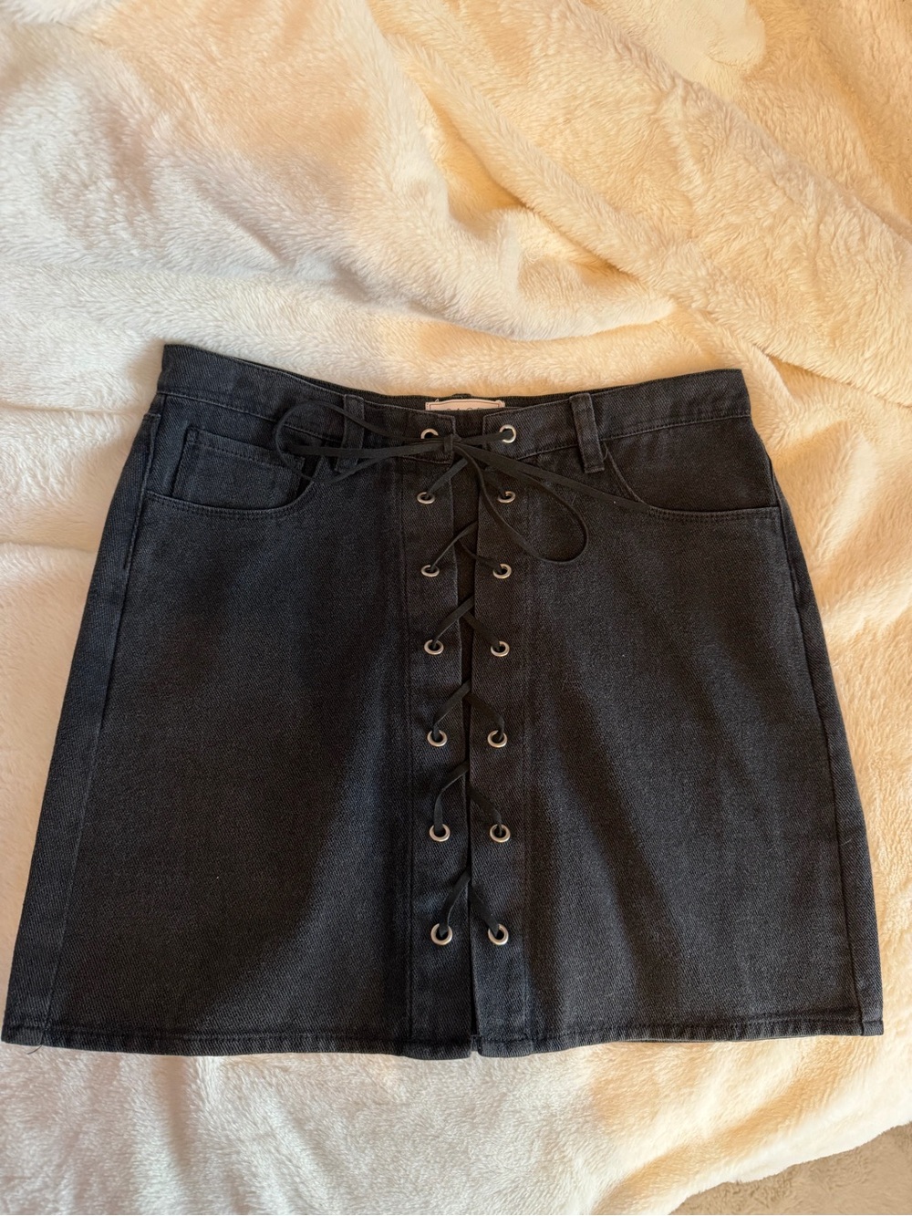 Black Lace-Up Skirt
